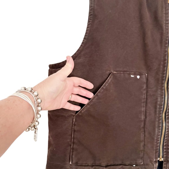 Vintage 2XL Carhartt Mens Brown Insulated Work Vest - Picture 2 of 10